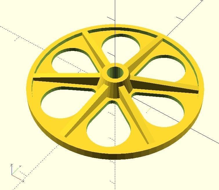 Wheel for R/C Slowflyer / Shockflyer (parametric, OpenSCAD)