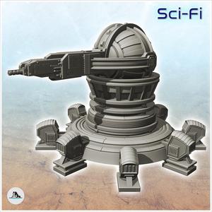 Laser cannon on platform with firing dome (2) - Future Sci-Fi SF Infinity Terrain Tabletop Scifi