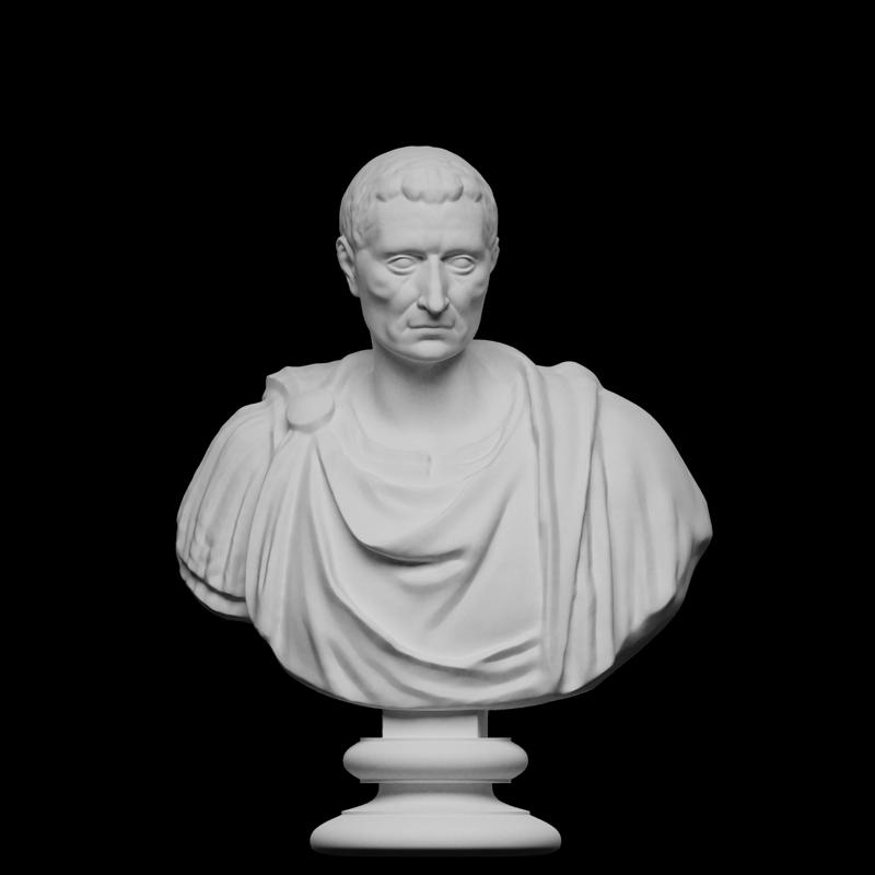 Male portrait on an ancient bust, called Caesar