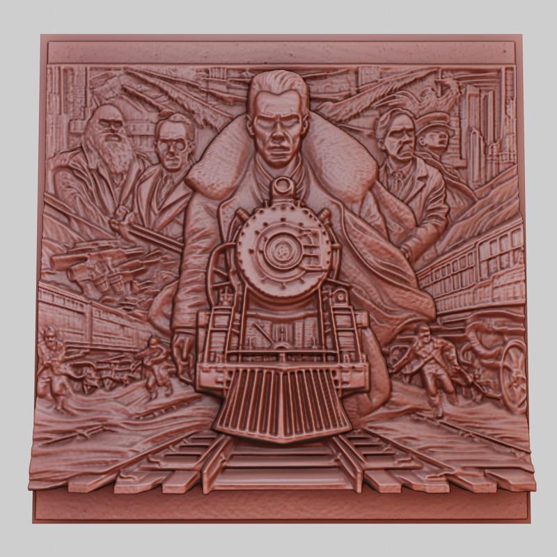 Snowpiercer 3d printer relief medallion obj stl