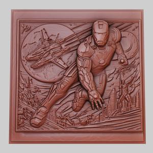 Iron Man 3d printer relief medallion obj stl