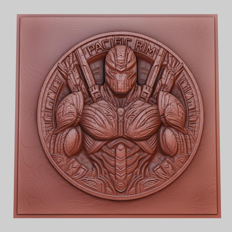 Pacific Rim 3d printer relief medallion obj stl