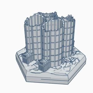 Modern Ruined Grain Silo Hex Map Scale HMSMR023
