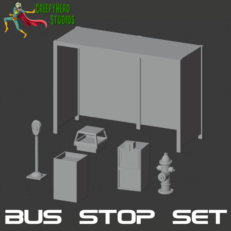 Modern Bus Stop Set