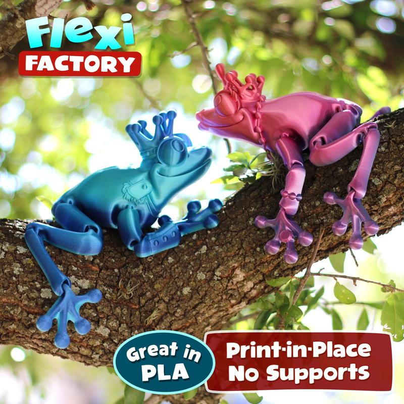 Flexi Print-in-Place Frog Prince and Princess Prusa and Bambu painted 3mf files now added!