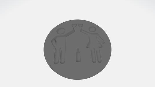 Man + woman wine coaster
