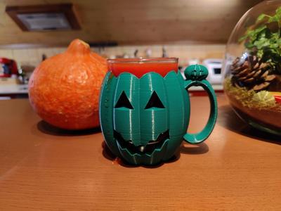 Customizable pumpkin mug, upcycling nutella glass