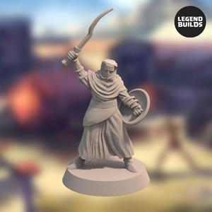 Night s Cult Soldier with Sword and Shield - Pose 3 - Miniature - STL file