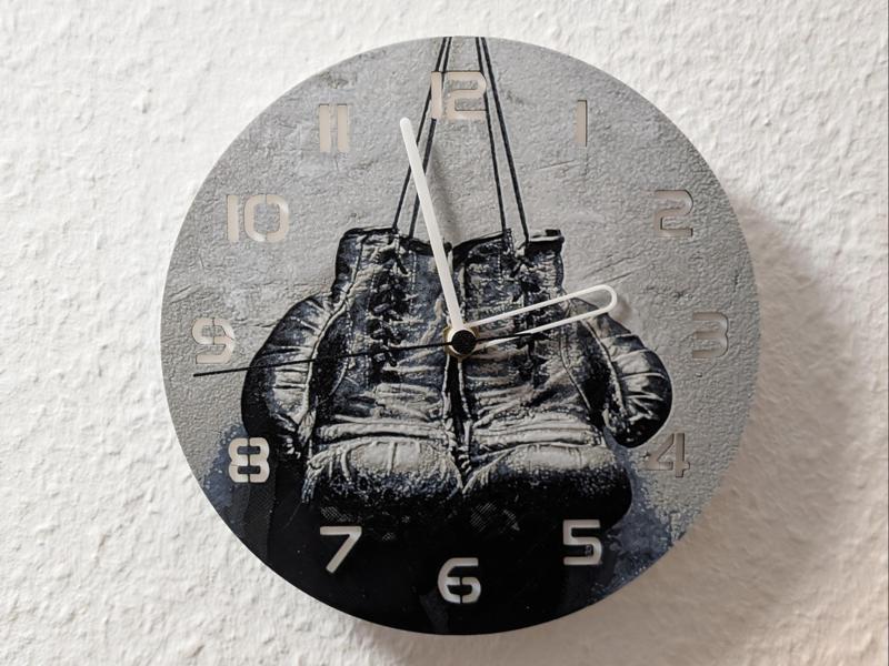 wall / desk clock "Boxing" Boxing gloves Logo