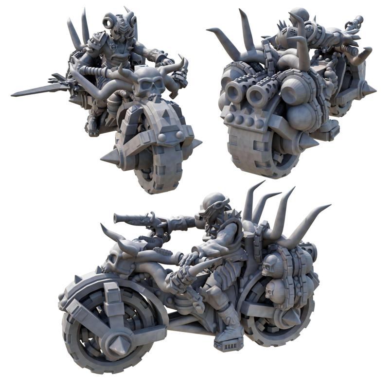 Infernal War Bikes and Foot Soldiers Fantasy Resin Mini