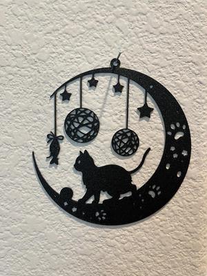 Wall Art: Cat Moon and Yarn Ball