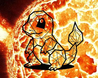 Geometric pokemon Charmander Wallart
