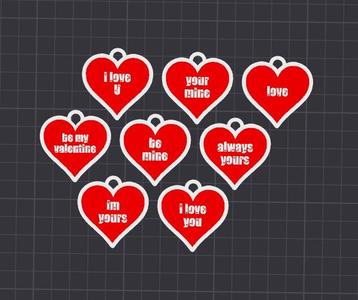 8 lovehearts with various text keychain / necklace charm (free for commercial use)