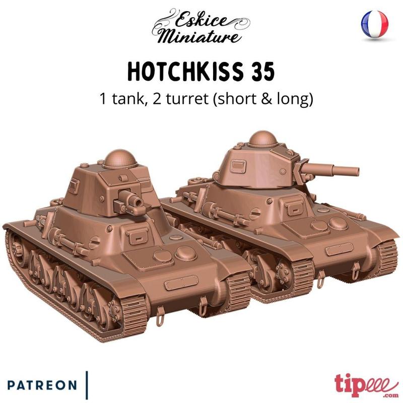 Hotchkiss with 2 turrets - French army WW2 - 28mm for wargame