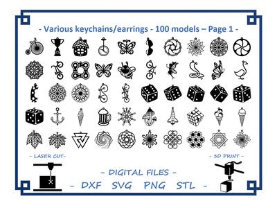 Various keychains/earrings - 100 models 