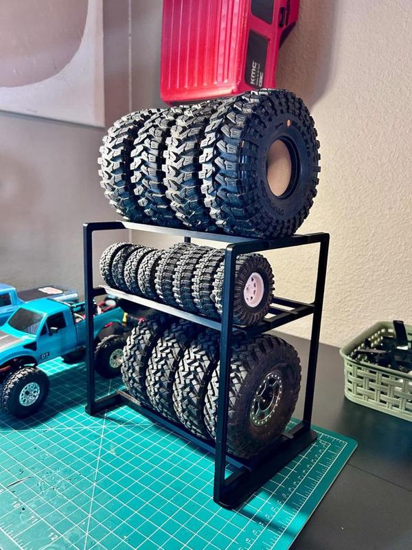 RC tire rack for 1/10 scale and 1/24 scale tires