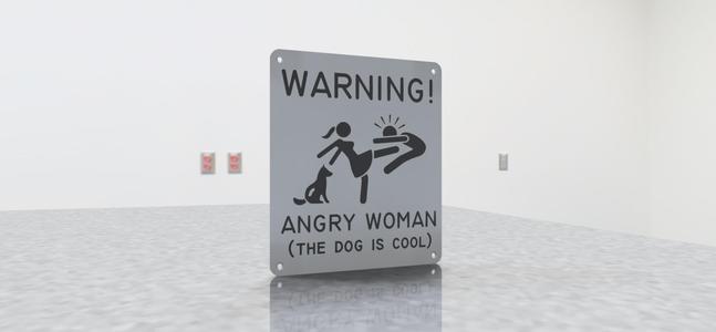 sign angry woman