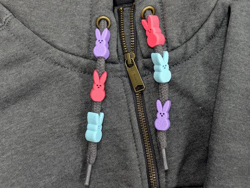 Easter Peep Bunny Hoodie Drawstring Beads
