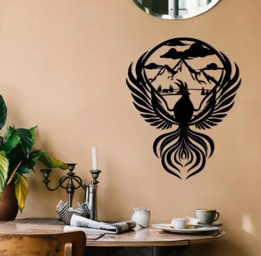 Phoenix Rising with Mountains and Bear Wall Art