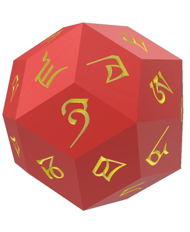 Tibetan Alphabet d30 Polyhedral Die