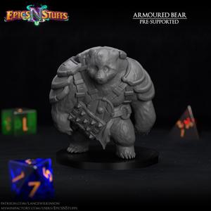 Armoured Bear Miniature - pre-supported