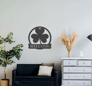 2D wall art decor 3 leaf welcome