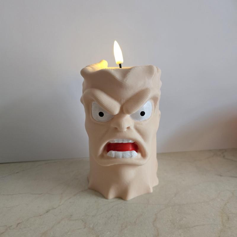 Angry face candle