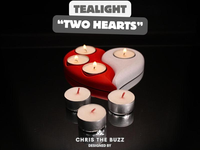 "Two Hearts" Tealight – Love with a Fiery Glow