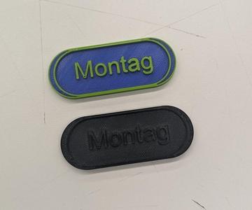 Schild Wochentage