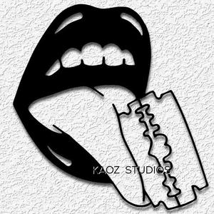 razor wall art halloween gothic horror wall decor lips