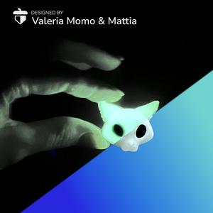 Skull Cat Magnet - D8x2mm round magnet