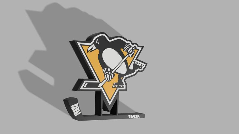 Pittsburgh Penguins Lightbox Lamp LED Sign With Stand