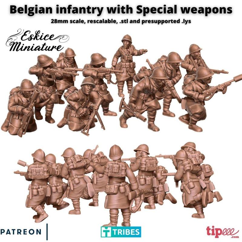 Belgian infantry with special weapons - 28mm