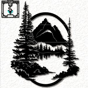 Mountain Scene wall art Christmas cabin decor