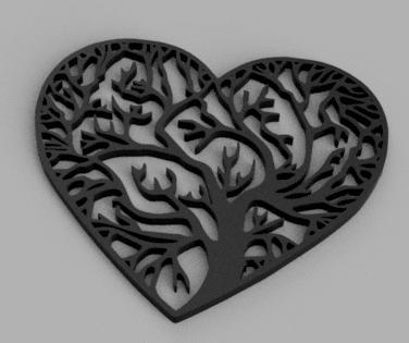 3D Printable Geometric Heart Tree - Modern Wall Art for Home