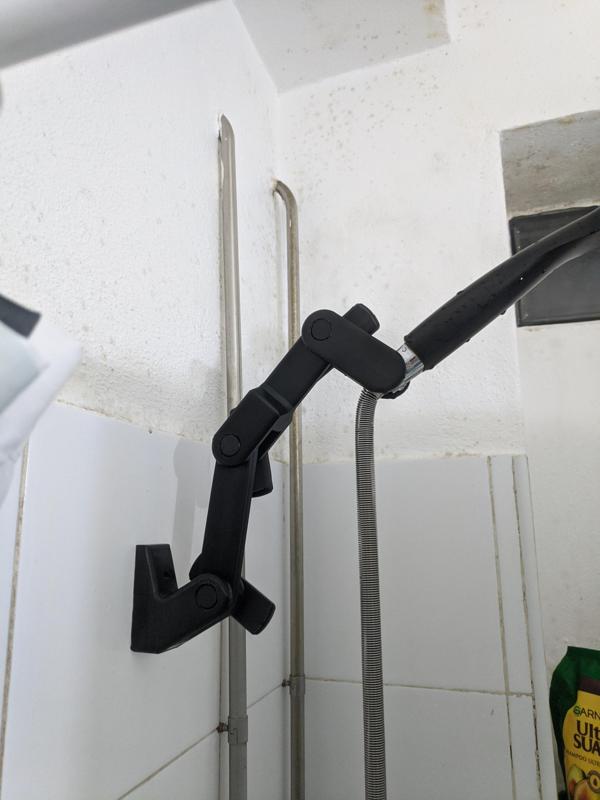 Articulated Long Shower Head Wall Support