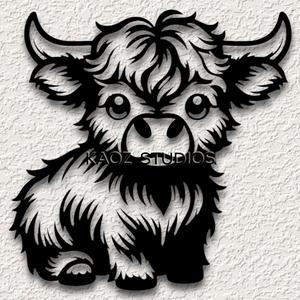 cute highland calf wall art Scottish cow wall decor cattle decoration