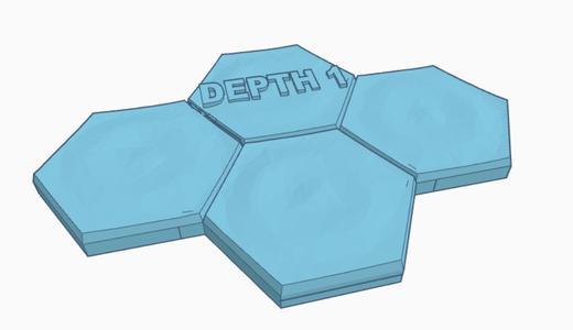 Depth 1 Water 4 and 7 Hex Tile Clusters, Hex Map Scale