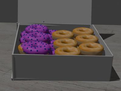 A donut box and some donuts