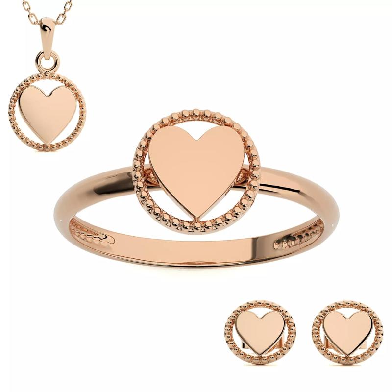 Heart Love Valentine Light wt Plain Gold Ring Earrings Pendant 3D Model Collection