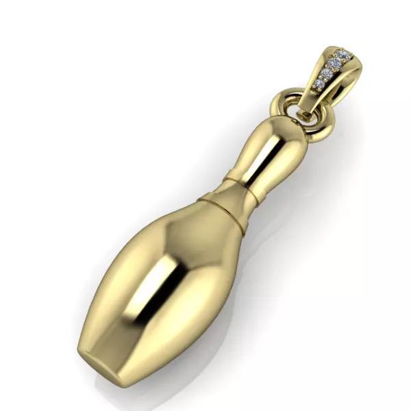 3D Diamond Bowling Pin Charm