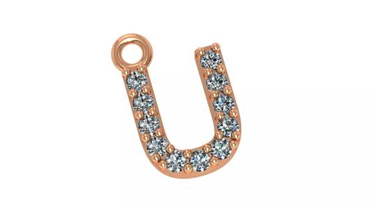Alphabet Letter U Pendant Charm 3dm stl render details