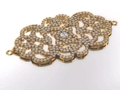 Bracelet gold filigree brooch with diamonds