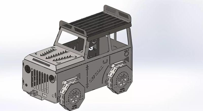 Jeep Fire Pit Dxf and Step  Barbecue Dxf For Laser Cutting