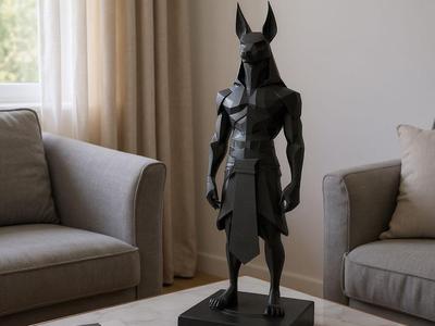 Minimalist Low Poly Anubis Statue