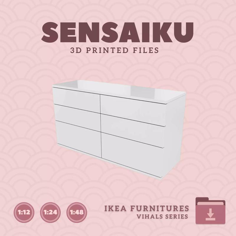 VIHALS 6 Drawer Dresser for Dollhouse - IKEA - 3D Print