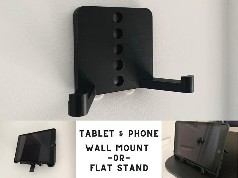 iPad/Tablet & Phone Stand for Wall Mount or Desk