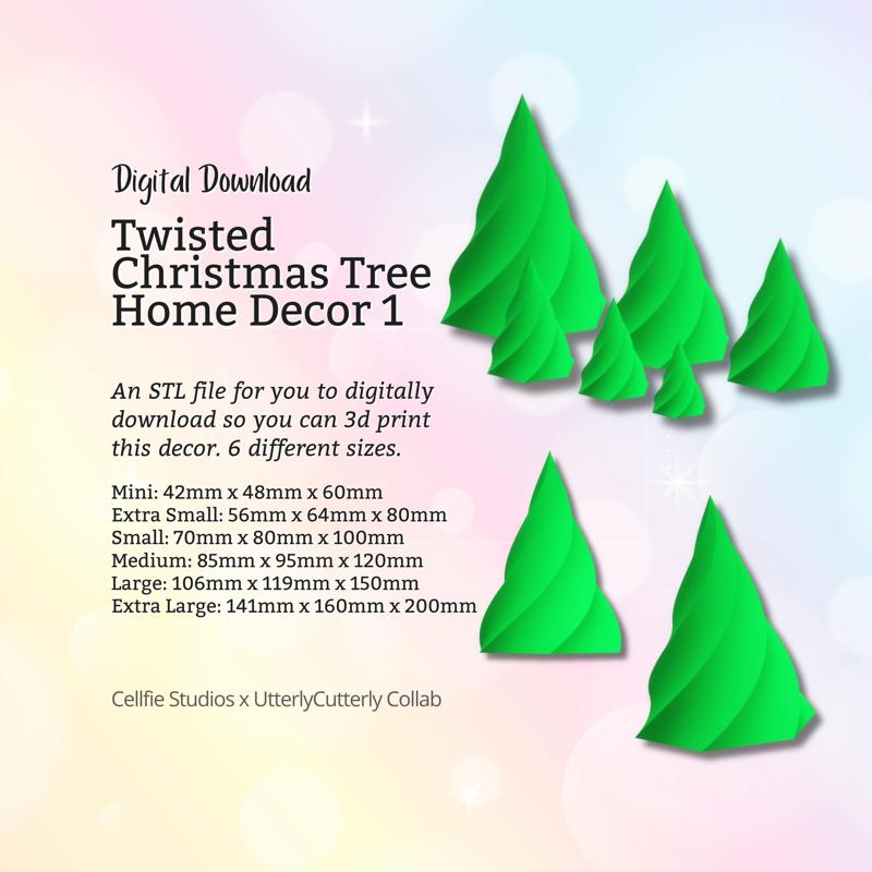 Twisted Christmas Tree 1 Home Decor STL File - Digital Download -6 Sizes- Homeware, Minimalist Modern Design
