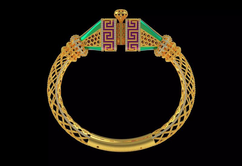 Tiraa Kada Oval Style Gold Bracelet