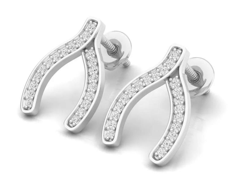 AV 303 White Diamond Ladies Horse Shoe Earrings